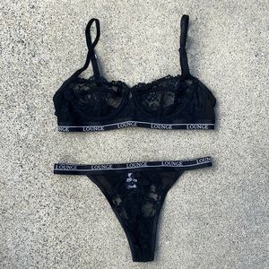 Lounge Blossom Balcony Bra in Black Size 34A and Thong in XS NWOT